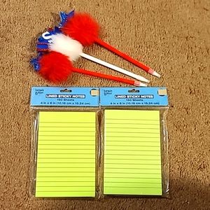 Sticky note pads & fluffy top pens